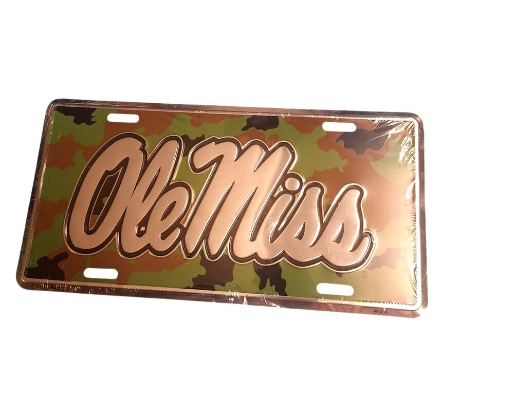 NCAA Ole Miss Rebels Metal License Plate Retro Cameo Flat New